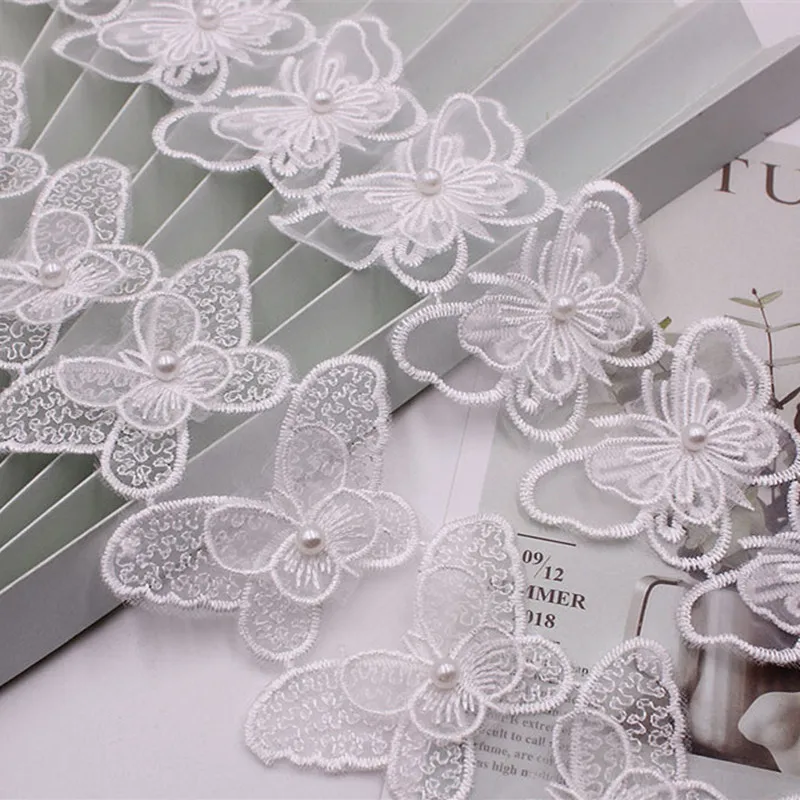 Lace Accessories Organza Embroidered Beaded Applique Lace Butterfly Flower DIY Wedding Dress Pants Hat Skirt Waist Bag Decorative Patch