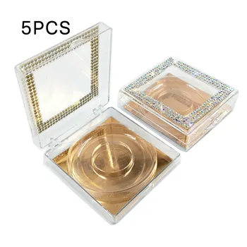 

5 Pcs/Set Square False Eyelash Packaging Box 3D Fake Eyelashes Boxes Case Lashes Empty Bling Glitter Package Container