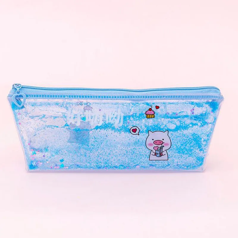 1pc Pencil Case Kawaii Storage Bag Travel Portable Waterproof Wash Bag Creative Transparent Large Capacity Storage Pen Case - Цвет: Сливовый