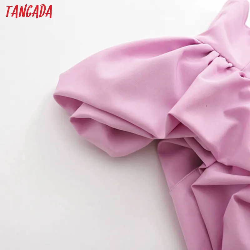 Tangada, женские сексуальные розовые майки без бретелек с открытой спиной, с оборками, тянущийся бюст, на молнии, женские Топики, Короткие топы 1D158