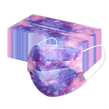 

50pc Adult Unisex Tie Dye Facemask Disposable Protection Mask Three-layer Breathable Mouth Masks Ear Loop Elastic Mascarillad