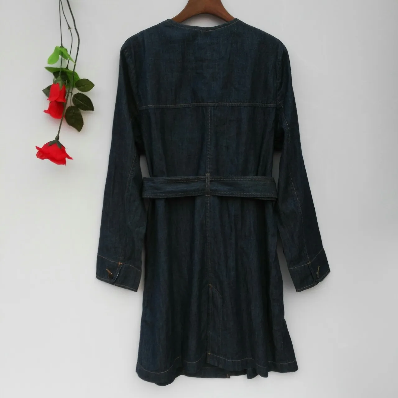 Orders Exported to Japan Crew Neck Double Breasted Casual Mid-length Slim Fit Brand Trench Coat Women's Spring Clothing New Styl