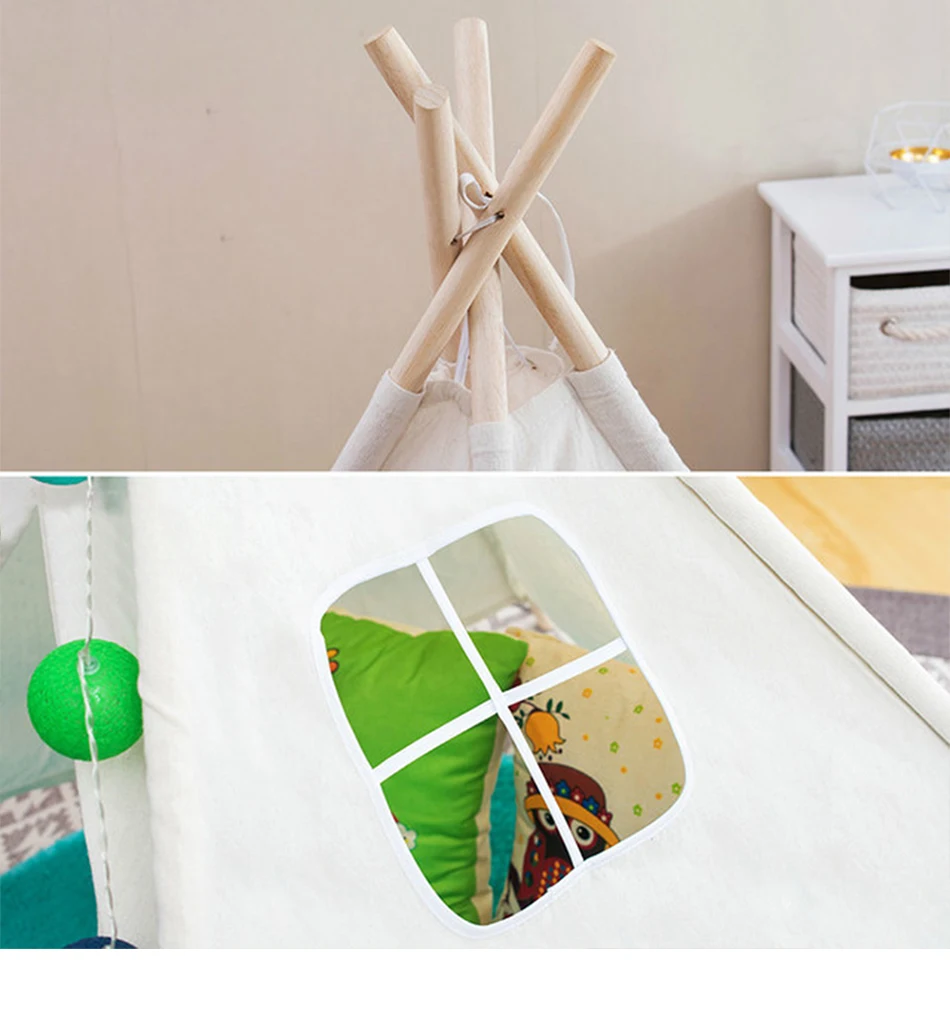 1.35M Large Teepee Tent Cotton Canvas Wigwam Children's Tent Kids Play House Girls Game House India Triangle Tent Room Decor 4 1.35M Large Teepee Tent Cotton Canvas Wigwam Children's Tent Kids Play House Girls Game House India Triangle Tent Room Decor 4