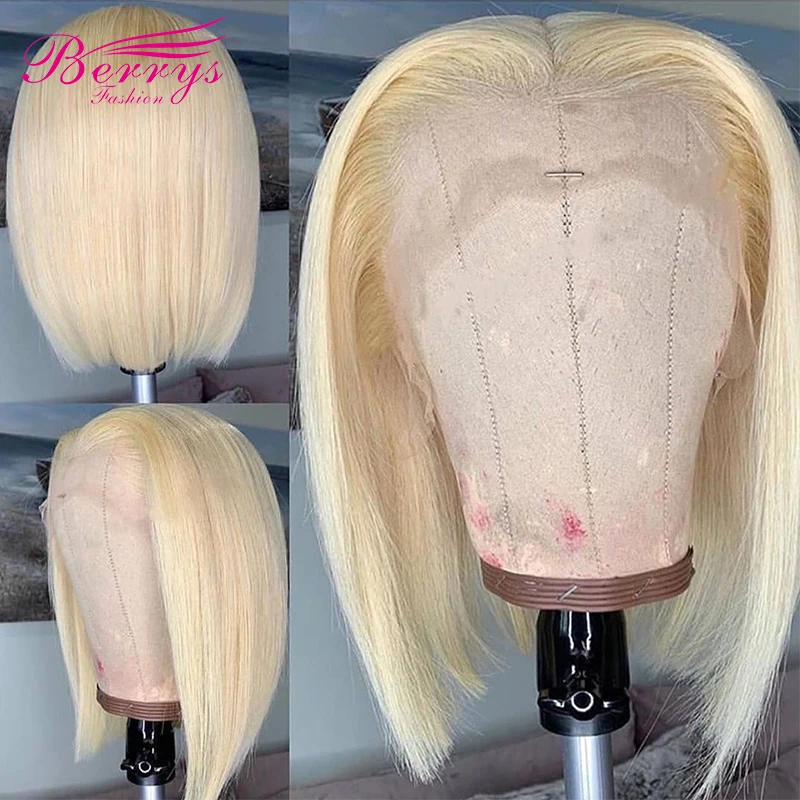 Short-Bob-Straight-613-Blonde-Lace-Frontal-Wigs-PrePlucked-Brazilian-Virgin-Lace-Front-Human-Hair-Wigs