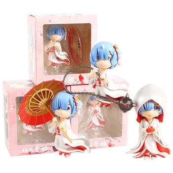 

Re:Zero Starting Life in Another World Rem White Kimono Bride Ver. Q Version PVC Action Figures Toys 3pcs/set
