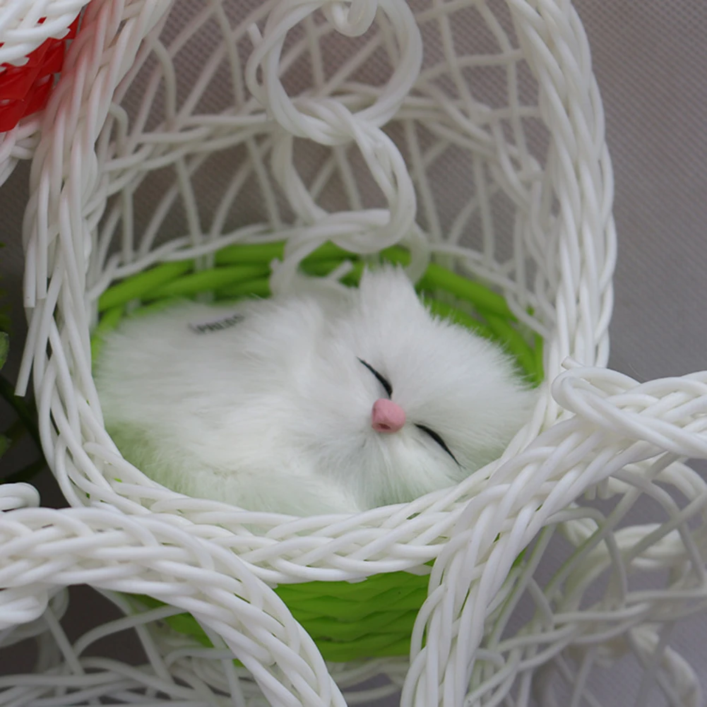 Simulation Cute Cats Kitten Sound Plush Doll Toy Hanging Basket Home Decoration