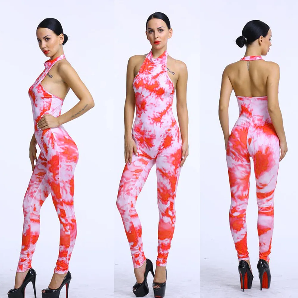 

2019 New Jumpsuits European and American Style Tight Jumpsuit Print One-piece Pants Women's Clothing S-XL