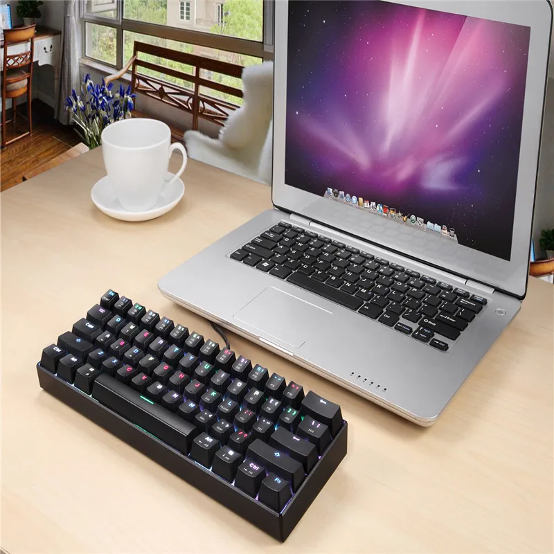 MOTOSPEED CK61 Portable Mechanical Keyboard 61 Keys RGB Backlit Custom Lighting With BOX Axis Machine Separation Tablet Desktop