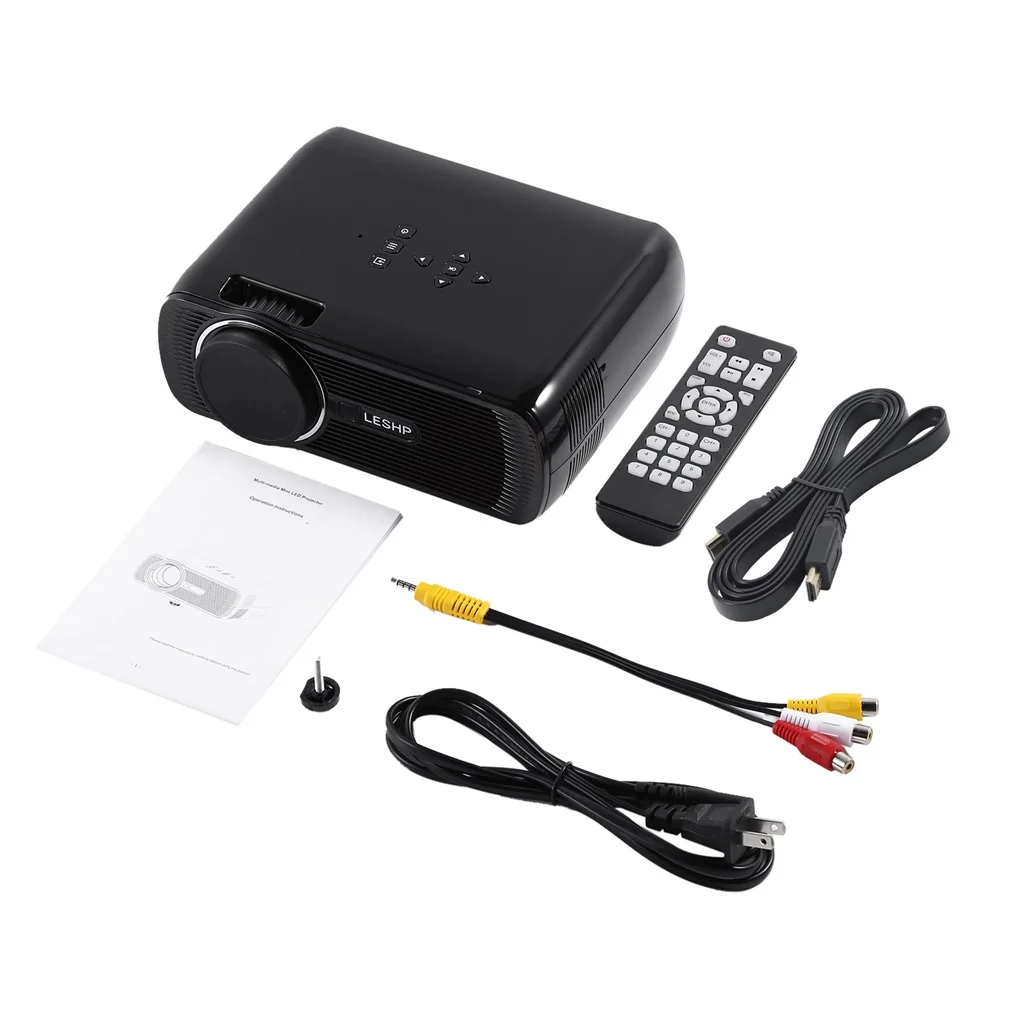 

LESHP 1080P HD 1200 LM Portable Multi-media LED Video Projector with Keystone for Office Home Cinema Theater TV Game 1000:1 JP