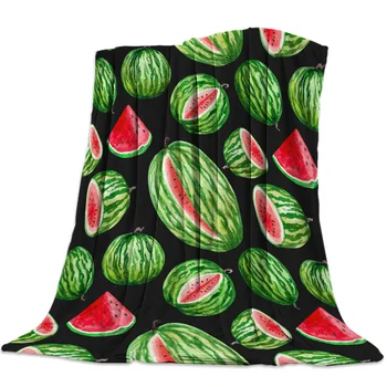 

Summer Fruit Watermelon Cool Printed Flannel Blanket Soft Throw Blanket Machine Washable Blankets for Beds