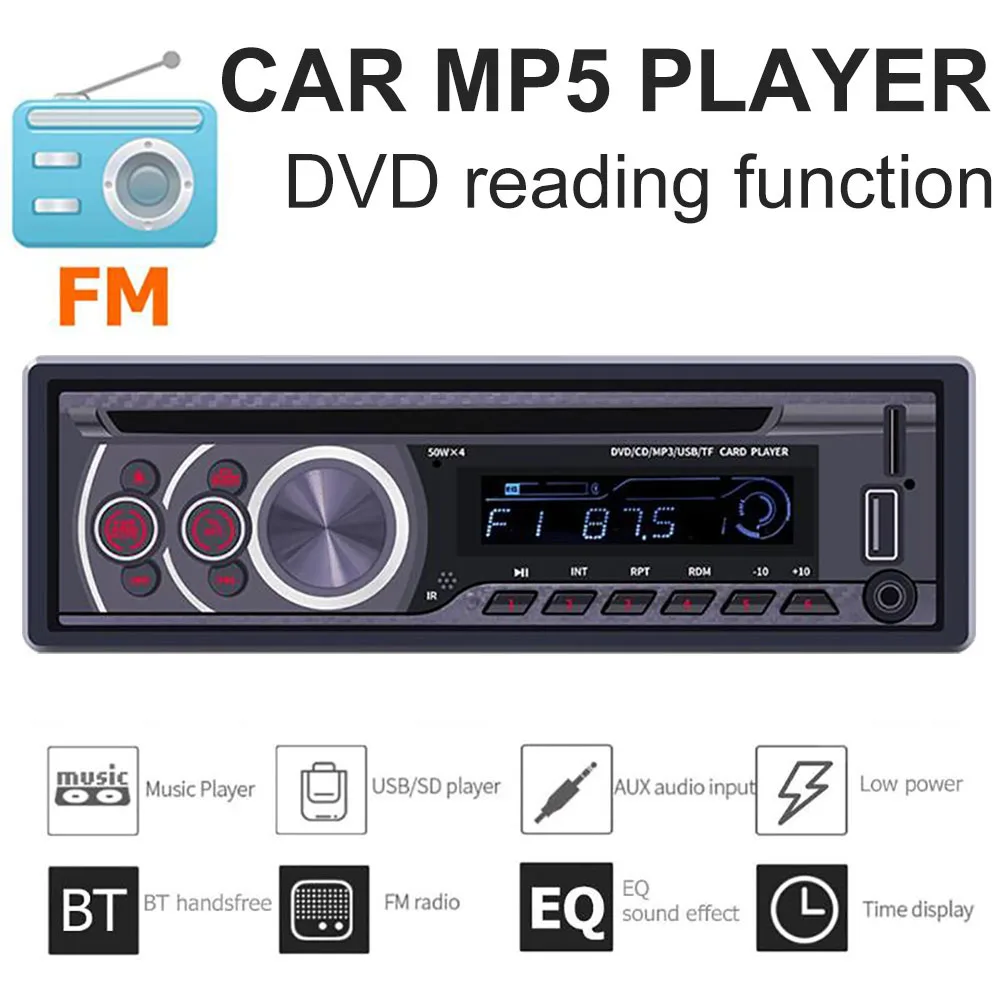 Авто fm-передатчик 1 Din автомобильный Bluetooth стерео CD VCD DVD AUX USB Радио Аудио Мультимедиа MP3 плеер rcm погрузчик переключатель Полезная нагрузка