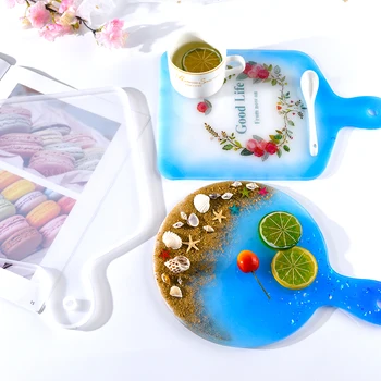 

TC123 Flower Irregular Shape Cup Holder Handle Fruit Tray Resin Molds Coaster Silicon Resin Mold Set