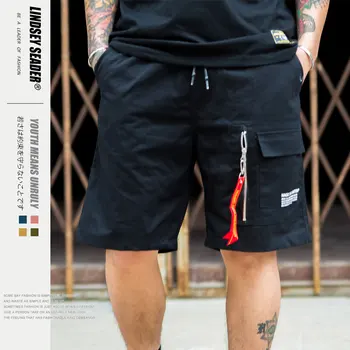 

Lindsey Seader 2020 Hip Hop Man Casual Shorts Mens Side Pockets Fake Zippers Design Shorts Summer Fashion Male Short Jogger
