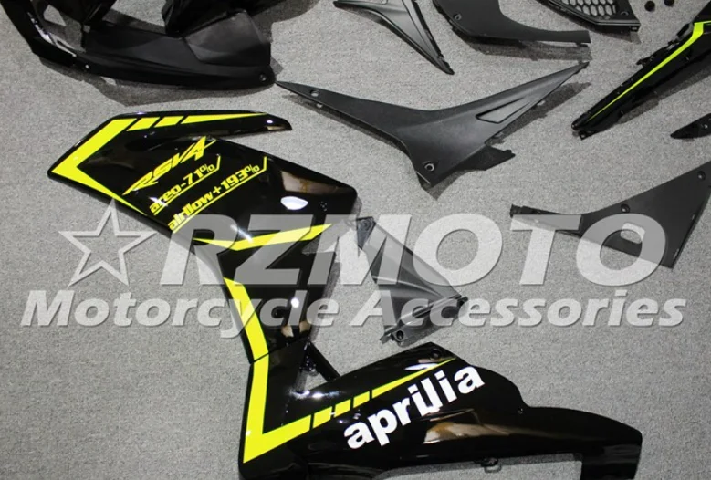 Литьевая форма, набор обтекателей ABS, подходит для Aprilia RSV4 1000 2009- 09 10 11 12 13 14, на заказ,, желтый, черный