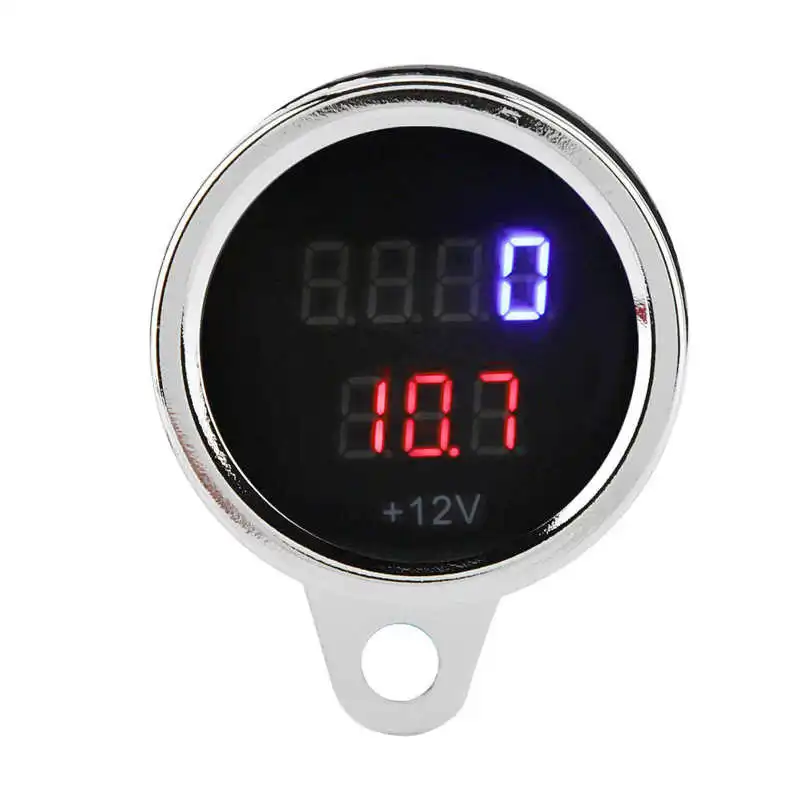 Universal Motorcycle Chrome LED Digital Tachometer Voltmeter Gauge Combo 