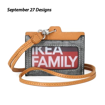 

Genuine Leather Vegetable Tanning Full-grain Leather Fog Wax Men And Women Halter Certificate Holder Retractable Buckle Bus Card