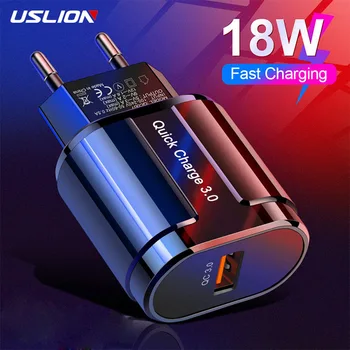 

USLION USB Quick Charge EU Fast Charger Universal Mobile Phone Charger Wall QC3.0 USB Charger Adapter for iPhone Samsung Xiaomi