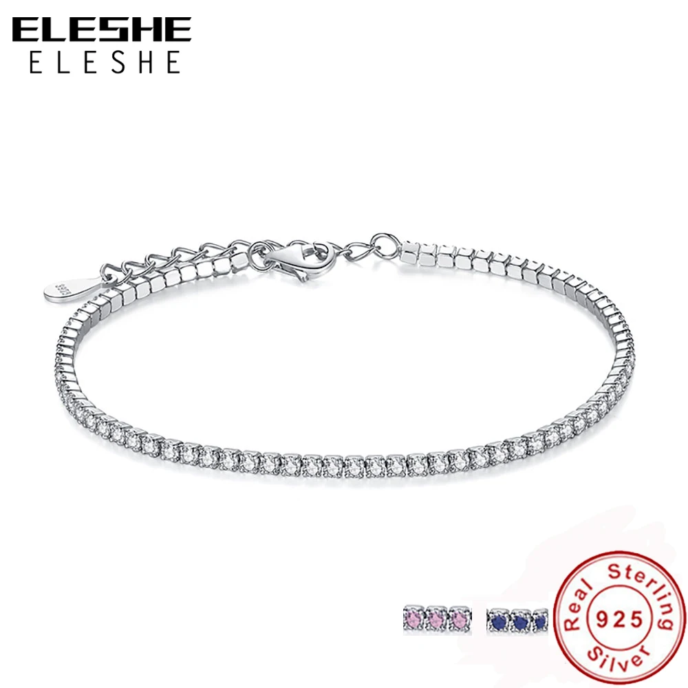 Женский теннисный браслет ELESHE 925 пробы серебряная цепочка с фианитом