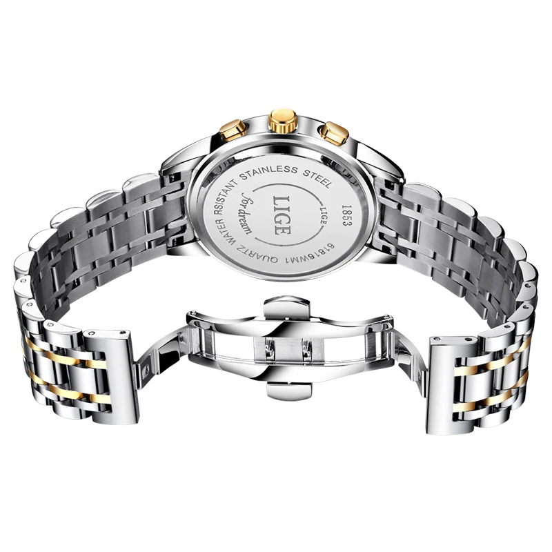 LIGE мужские часы Топ люксовый бренд полная сталь водонепроницаемые спортивные кварцевые часы мужские модные часы с хронографом Relogio Masculino