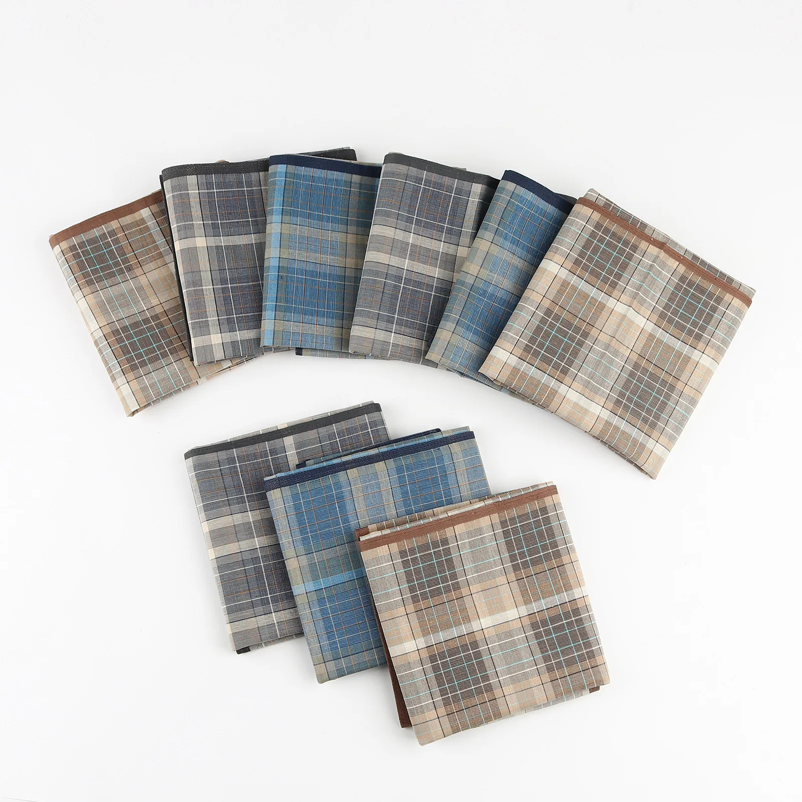 Pocket Square Mini Handkerchief 6/12PCs Men's Handkerchief Cotton Square Dark Grid Mixed Tri-Color Classic Vintage Business Checked Multicolor Gentleman Pocket