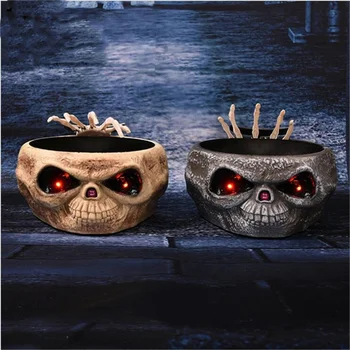 

Animated Skeleton Halloween Party Supplies Fruit Candy Organizer Electric Creepy Halloween Props Bar Club Halloween Decor