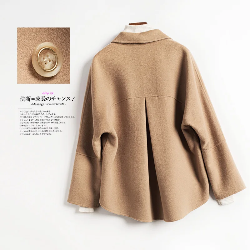 

Autumn Winter Women 2019 short Cashmere Coats Jacket Female Loose Woolen Coats Autumn Winter Women Short Cashmere Woolen Coat