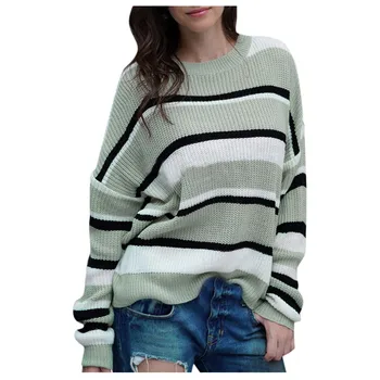 

Fashion Sweater Women Winter Striped Long Sleeve Solid Knitted Sweater Pullover Tops Blouse Wholesale Free Ship кардиган Z4