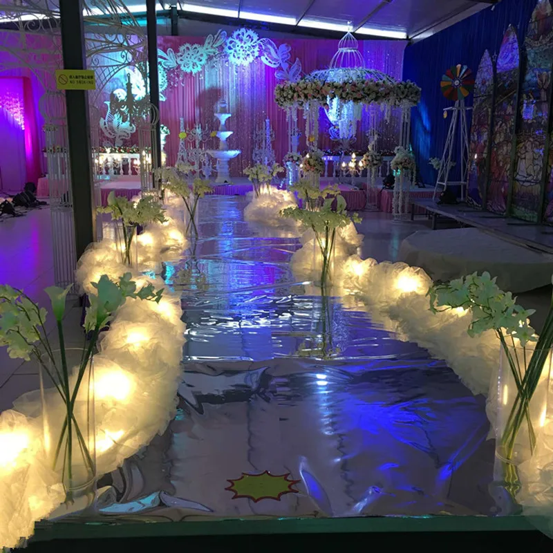 10M/Lot Upscale Wedding Aisle Runners T Station Dedicated Road Cited Light String Yarn For Party Decoration Props Supplies