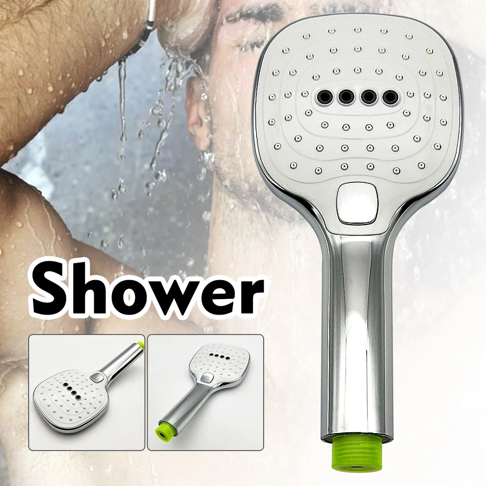 

3 Mode Home Water Saving Handheld Practical Shower Head Electroplate Surface Big Spray Rustproof Rubber Nozzle Adjustment Button