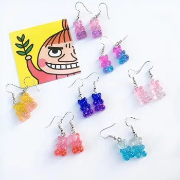 

Colorful Bear Multicolor Dangle Earrings Cute Girl Exquisite Resin Earrings Simple Fashion Student Jewelry Fashion New Gift 2020