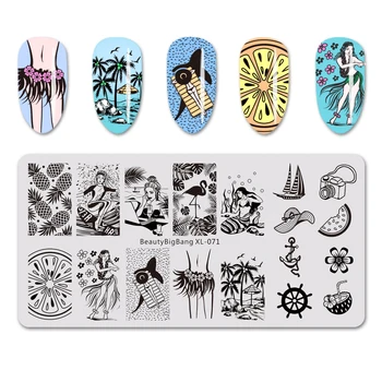 

BeautyBigBang Rectangle Nail Art Stamping Plates Creative Mixed Pattern Manicure Stamping Template Image Plates Print Stencil