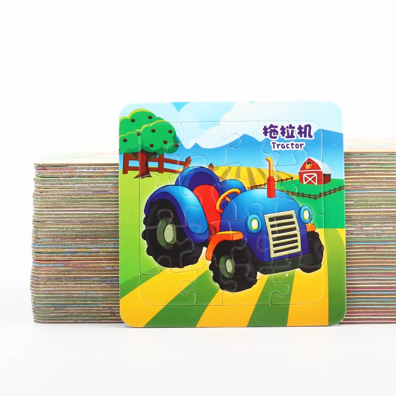 Высокое качество 13,8*13,8 см бумага маленький 12 мультфильм автомобиль-экскаватор трактор детские головоломки образовательные головоломки