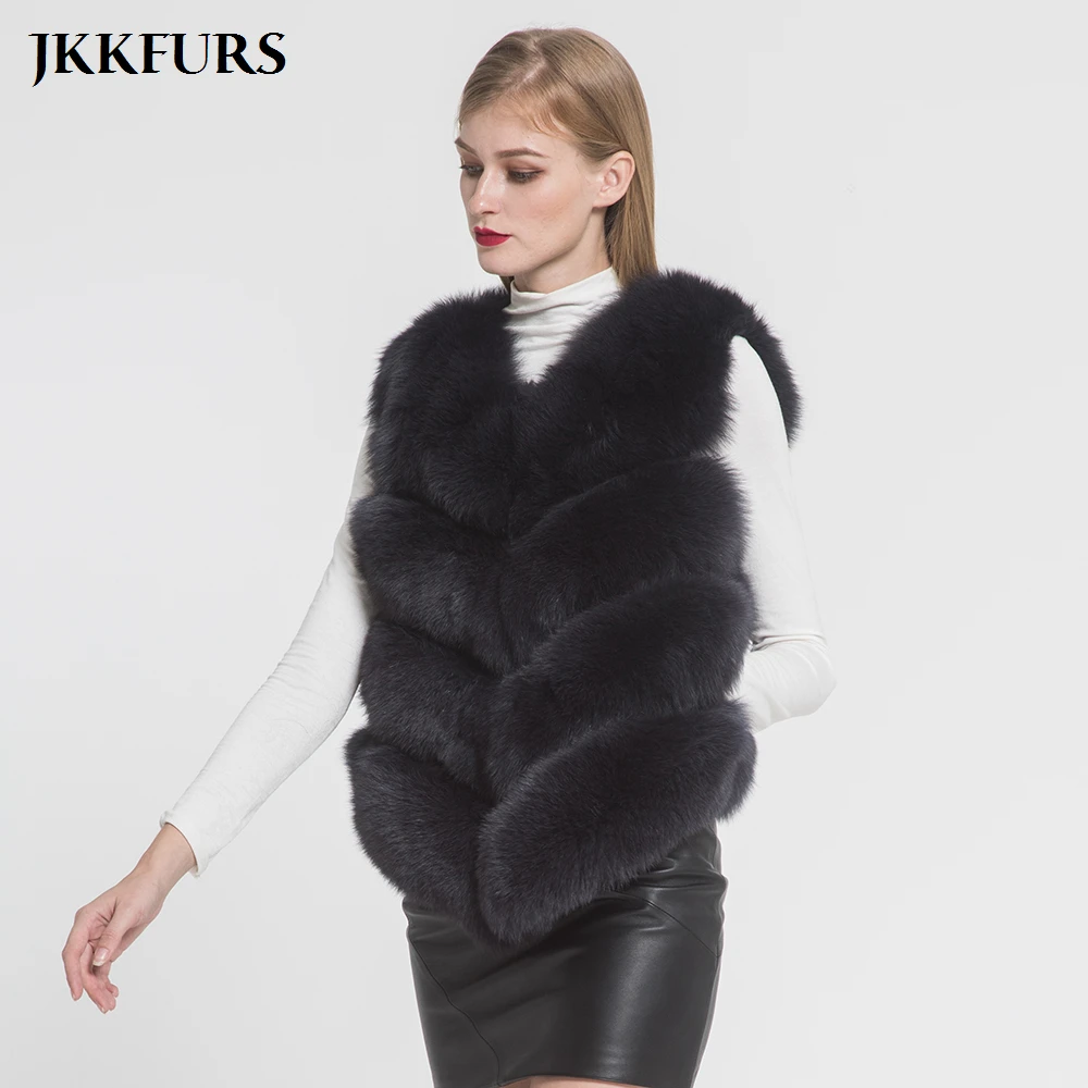 

4 Rows Women's Fox Fur Vest Real Fur Gilet Fashion Style Lady Winter Warm Fur Waistcoat High Quality Retail / Wholesale S7164