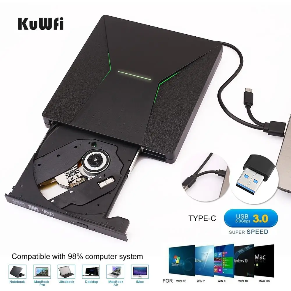 Подсветка C USB 3 0 внешний DVD/CD/ VCD горелка RW привод плеер оптический для Mac/PC/Apple