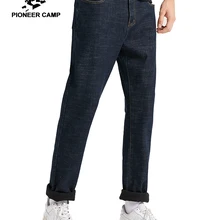 Пионерский лагерь теплые флисовые джинсы мужские черные однотонные зимние Прямые хлопковые повседневные светильник брюки для мужчин ANZ903593T
