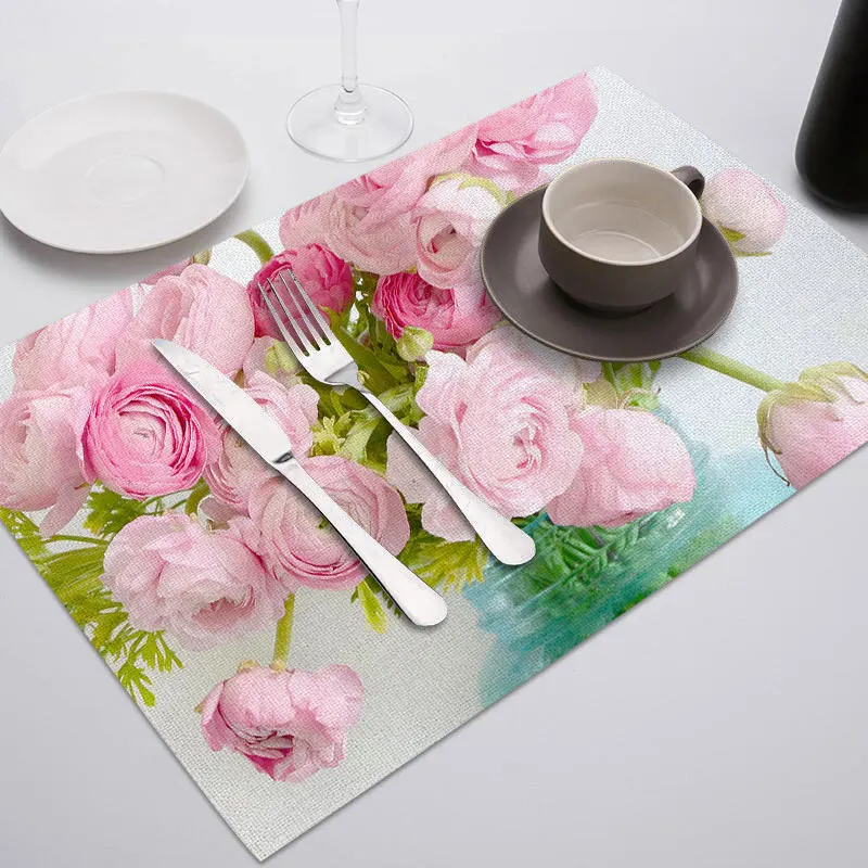 PC1993 Fuwatacchi Coffee Place Mat Linen Ramadan Dining Table Placemat Tableware Fiber Pad Coaster Eid Party Supplies Table Placemats - Цвет: PC1993