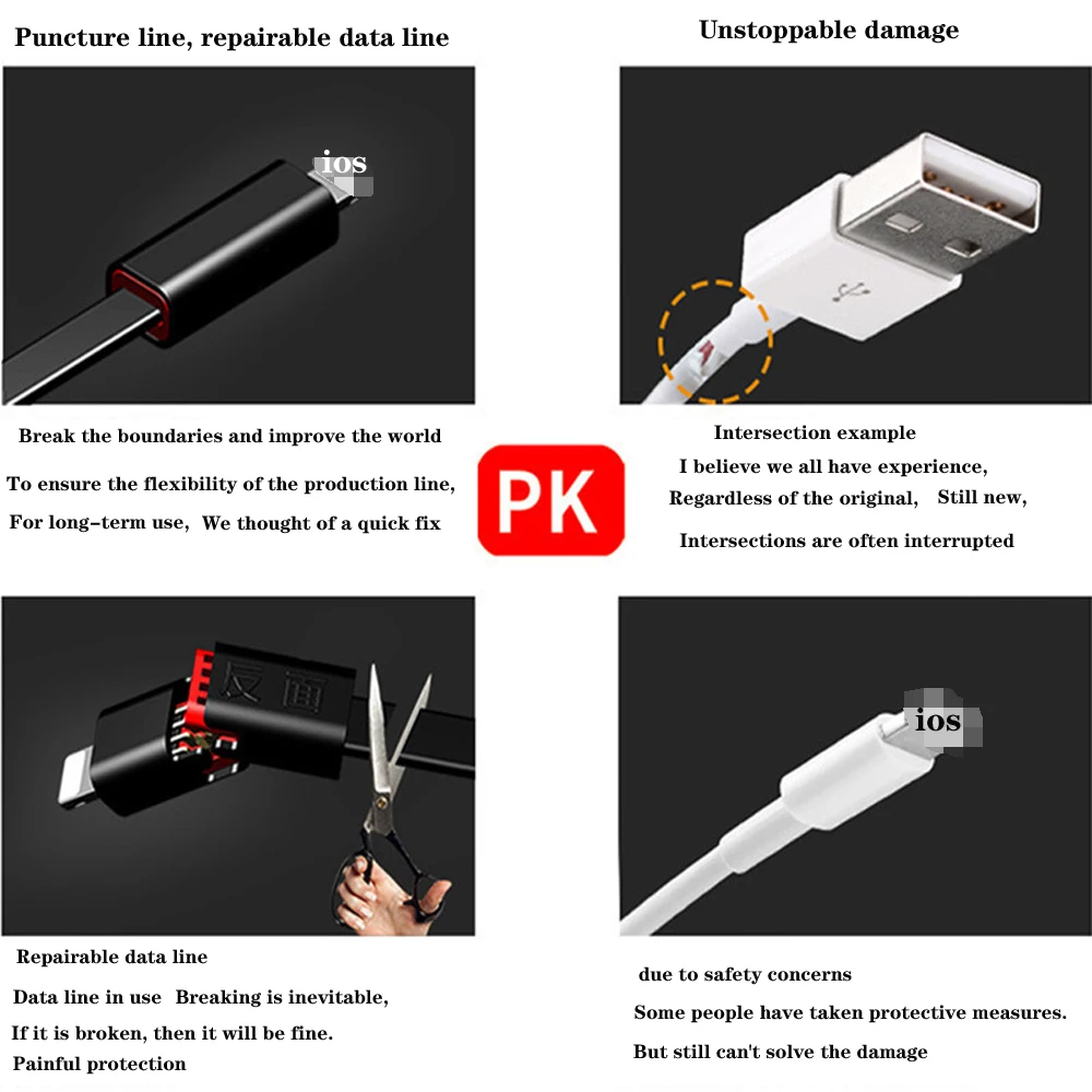 Регулируемый USB кабель для IPhone TypeC Micro USB Can Repair Cable 1,5 m Repair and Recycle Renewable Charging Adapter Cable