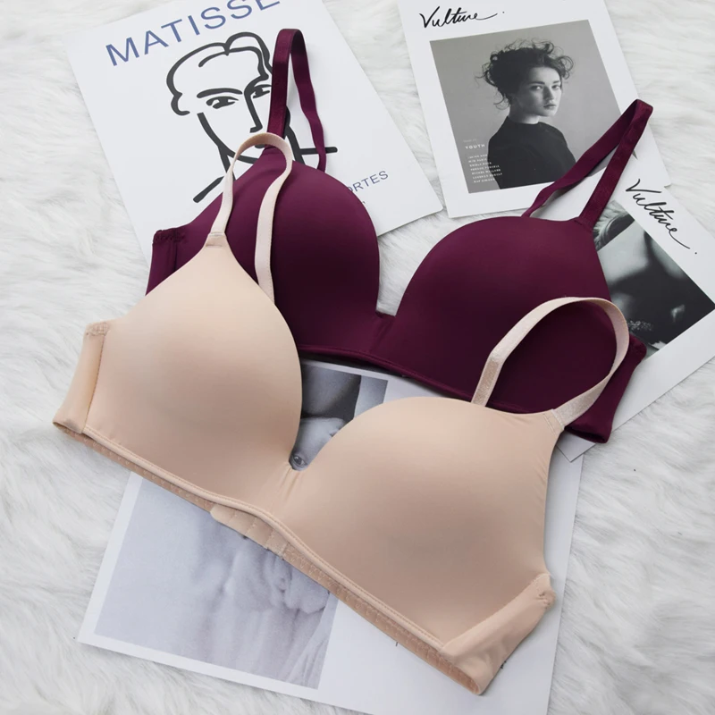 Женские бюстгальтеры без косточек Brassiere, сексуальные, бесшовные, с глубоким вырезом и удобной посадкой - Цвет: beigeburgundy