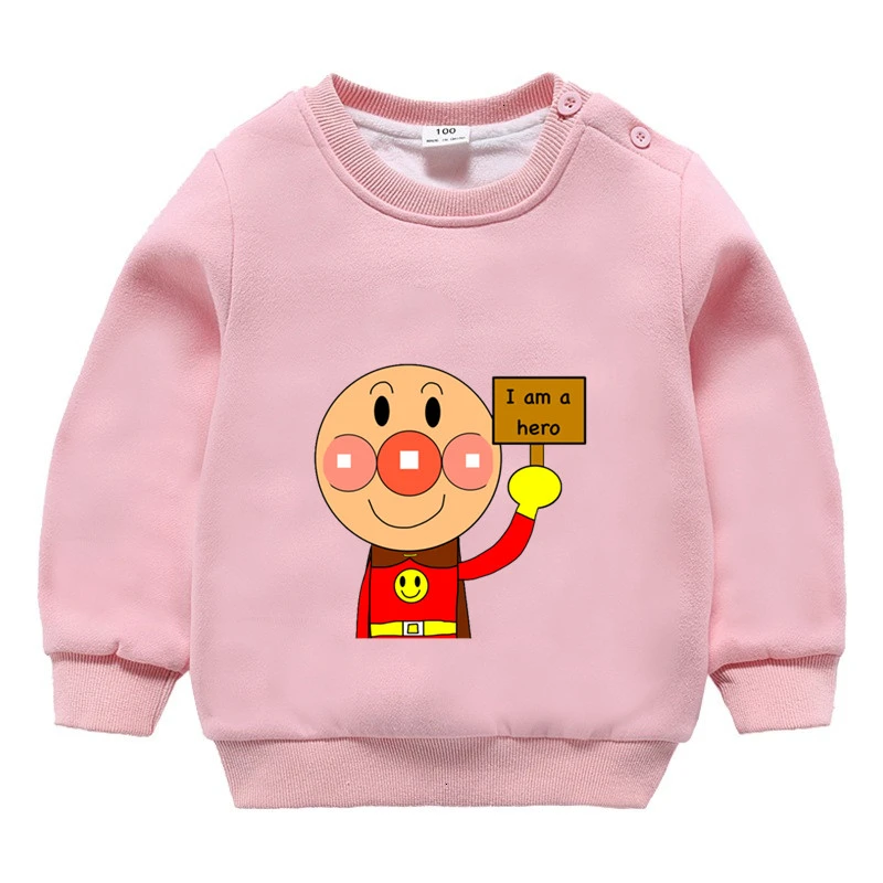 От 3 до 9 лет аниме Anpanman плюс бархатный свитер для мальчиков и девочек смешной Сращивание Цвет ребенок o-образным вырезом Топы Дети мультфильм ребенок