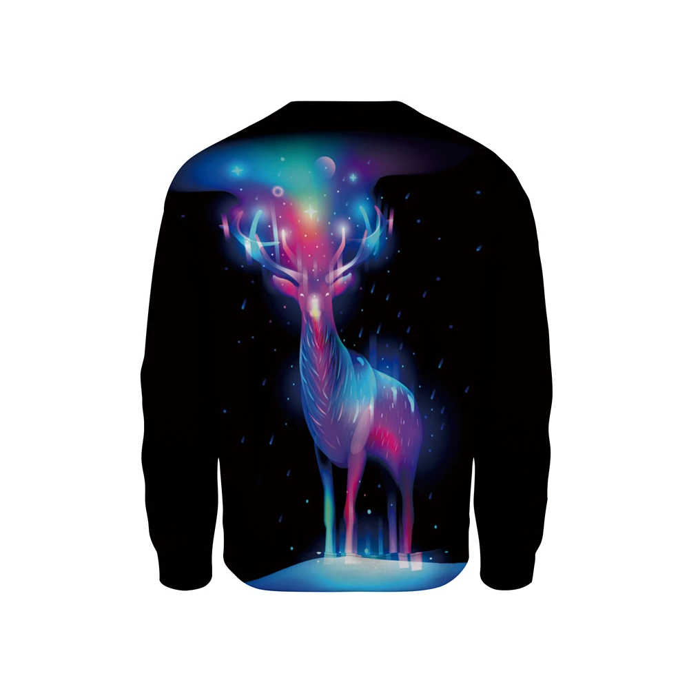 Christmas Sweatshirt Funny Printed Long Sleeve Men Women Casual Snowflakes Deer Printed Clothes Christmas 3D Elk Pullover