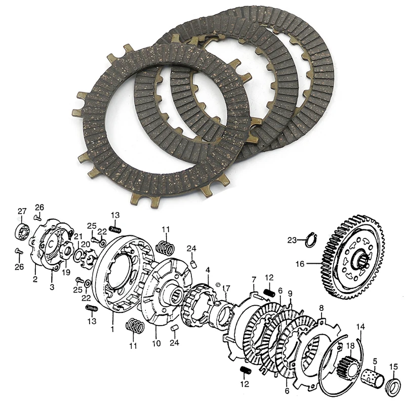 3 шт диск фрикционной муфты комплект 22201-GW8-681 22201-092-000 для HONDA CT70 C70 TRX70 Z50R CRF50 CRF70F XR50
