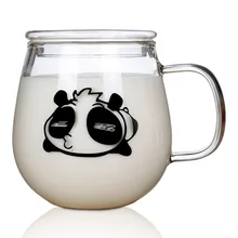 Breakfast Coffee Cup Teacup Transparent Glass Cappuccino Milk Mugs Cartoon Pattern Household Infusion Of Tea Drink Cup Gifts