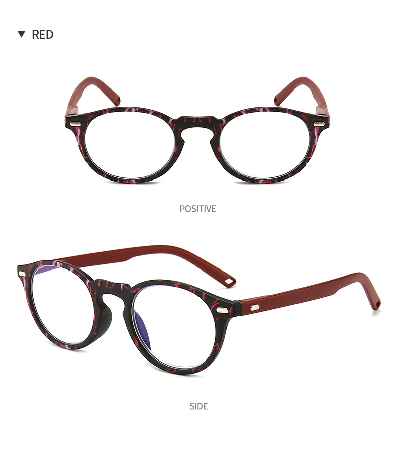 Классические очки для чтения, для мужчин и женщин, анти-синие линзы, контрастные УФ-очки 400, очки для пресбиопики, гуманная опора для Носа+ 4,0 до+ T18174 - Цвет оправы: Красный