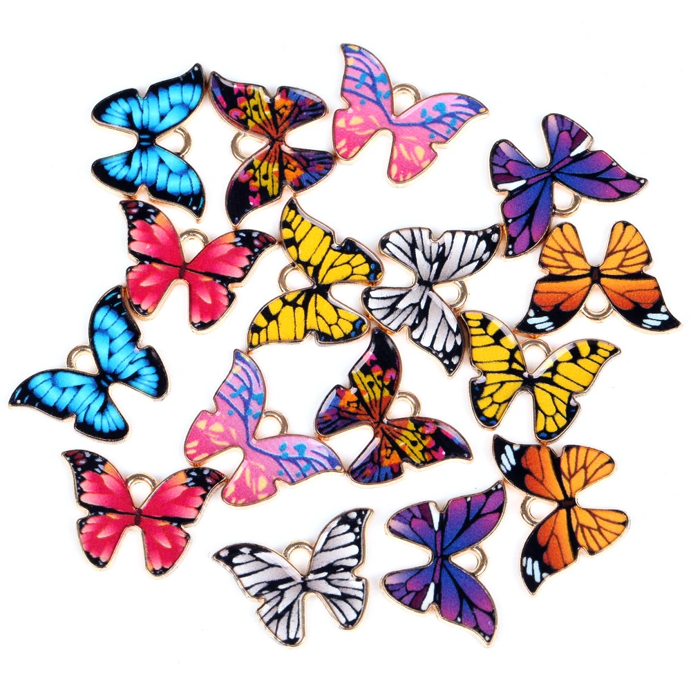 

Metal Alloy Drop Oil Butterfly Charms Enamel Animal Pendants Earrings Necklace for DIY Jewelry Making Accessories 10pcs 15*21mm