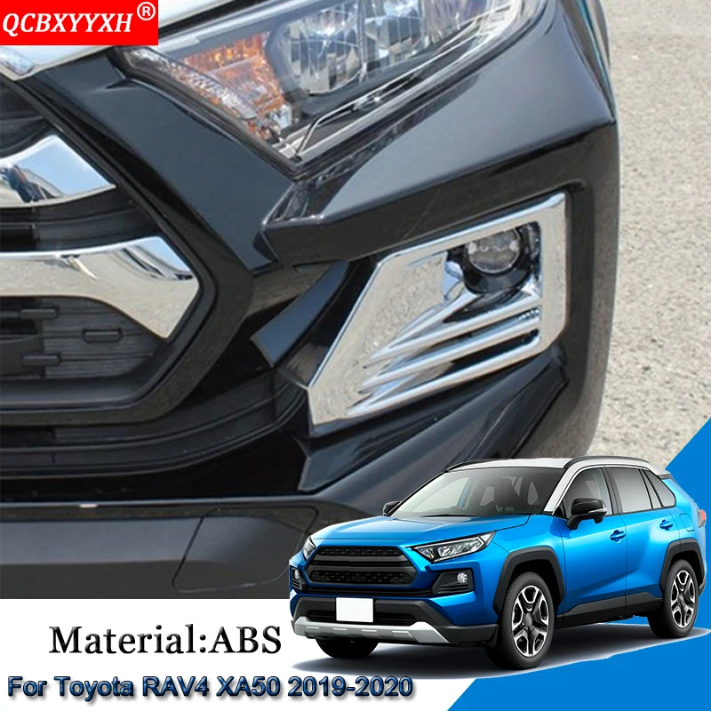 Автомобильный Стайлинг ABS, автомобильный передний противотуманный светильник, рамка, наклейки, блестящий чехол, автомобильные аксессуары, подходят для Toyota RAV4 XA50