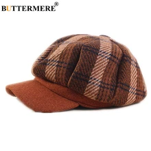 BUTTERMERE Кепка Newsboy, винтажная шапка для женщин, твид, Габби Бейкер, кепка для мальчиков, карамельная клетчатая Лоскутная шапка для девочек, зимняя шапка на плоской подошве