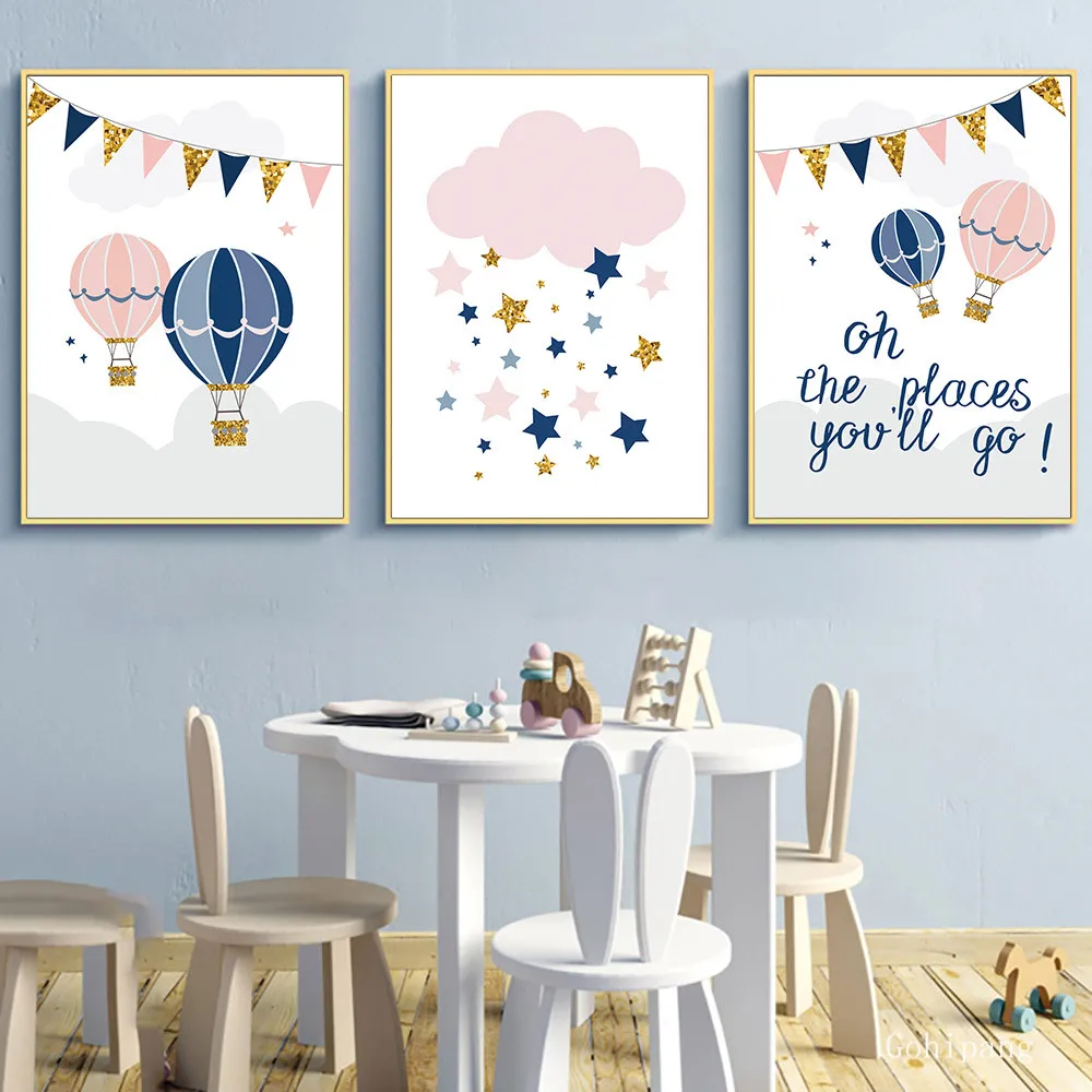 Pink-Hot-Air-Balloon-Nursery-Wall-Canvas-Painting-Posters-And-Prints-Wall-Pictures-Baby-Room-Decor (3)