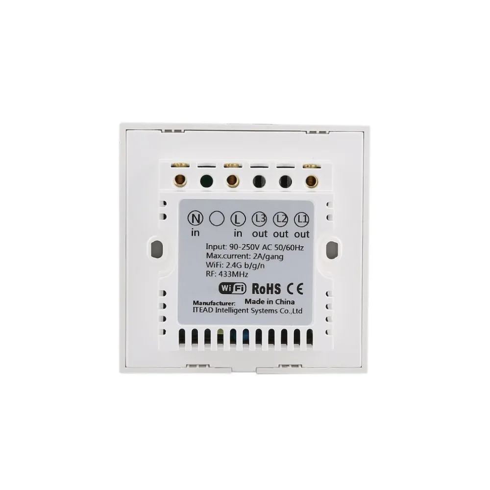 Интеллектуальный выключатель света Sonoff T1 Smart WiFi RF/приложение/сенсорный экран Управление настенный светильник Переключатель 1/2/3 банда 86 Тип UK Панель настенный сенсорный светильник переключатель умный дом пульт дистанционного управления