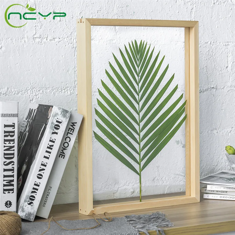 Natural Solid Wood Glass Picture Frame Display Poster Plants Specimen