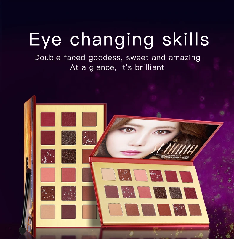 Private label 18 Colors private label makeup cosmetics long lasting shining waterproof High Pigment eye shadow